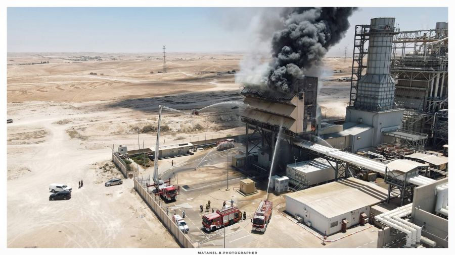 حريق كبير في فيلتر الهواء بشركة الكهرباء بالجنوب